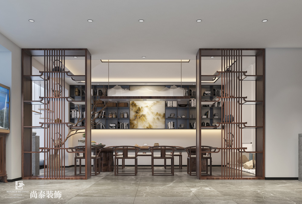 中式董事長辦公室茶水區(qū)裝修效果圖