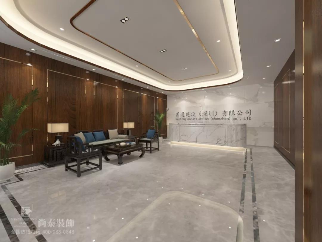 高端中式辦公室大廳裝修效果圖