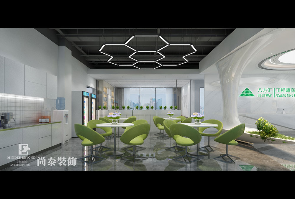 200平米現(xiàn)代科技風(fēng)格辦公室茶水間裝修設(shè)計