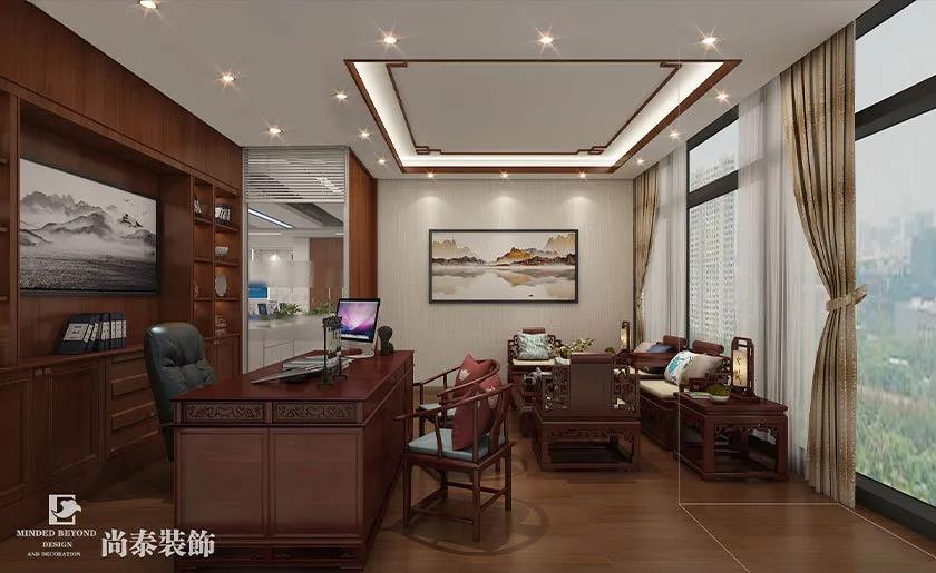 200㎡新中式老板辦公室設計效果圖