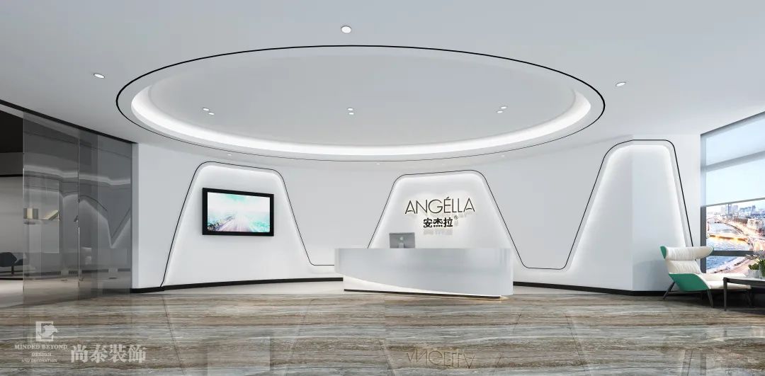 直播帶貨公司辦公室前廳裝修效果圖