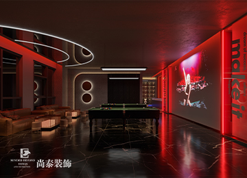 小酒館設計：惠州100平米復古風臺球廳小酒館裝修設計案例
